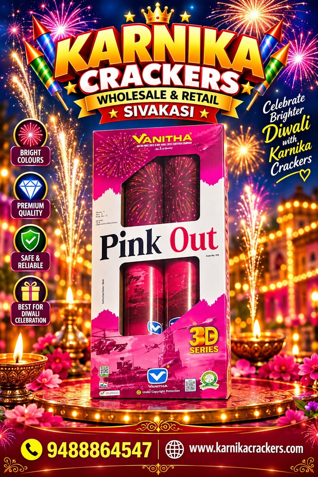 6'Fancy Pink Out Vanitha (2Pcs)