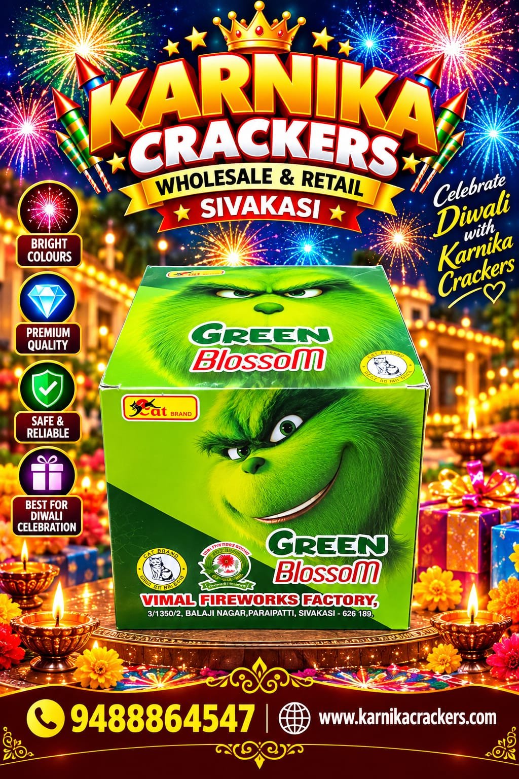 Green Blossom/gold pearl(Green fountain & Jumping Chakkar)